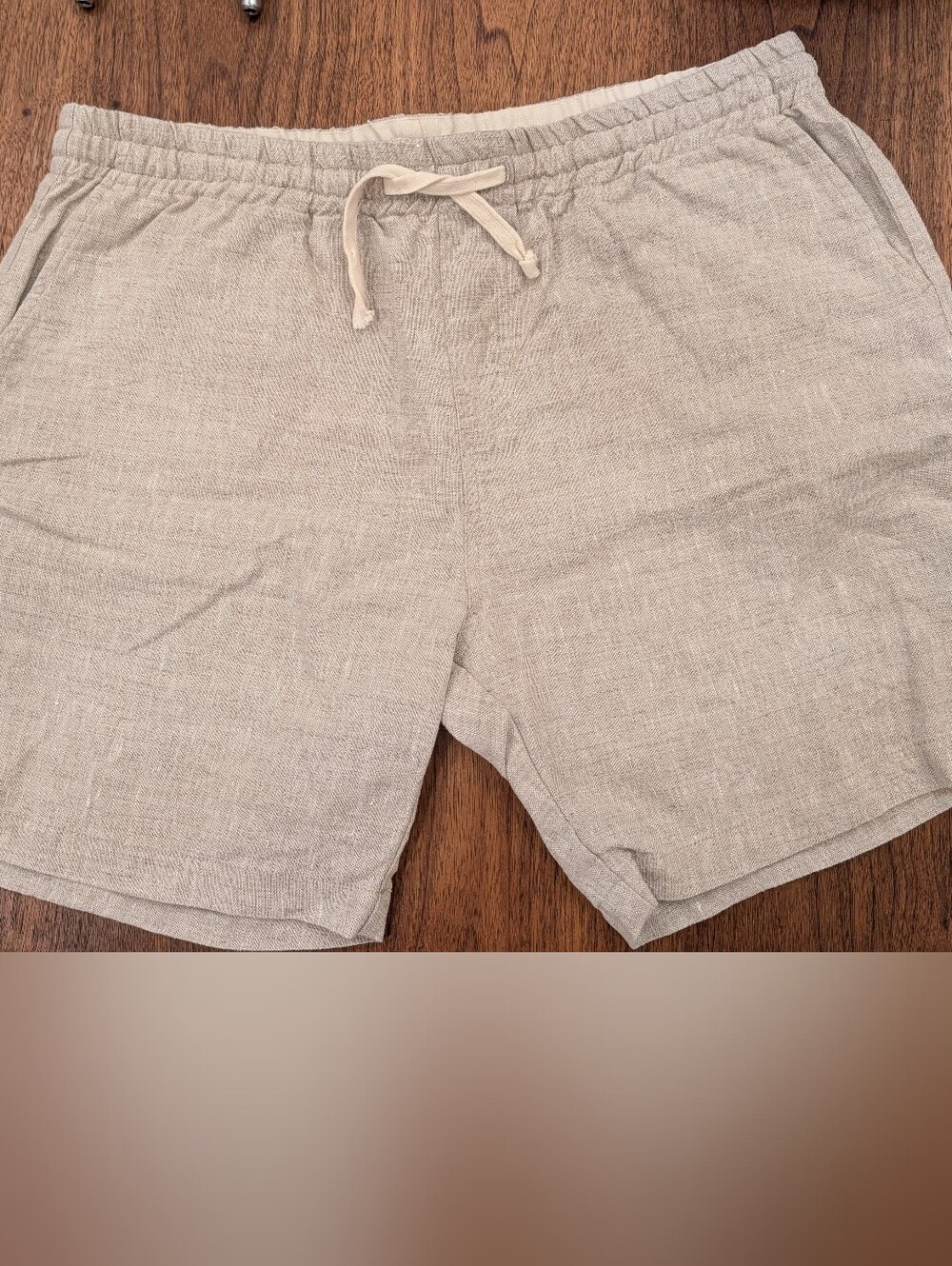 Gustin 100% Linen Drawstring Shorts Natural XL NWT
